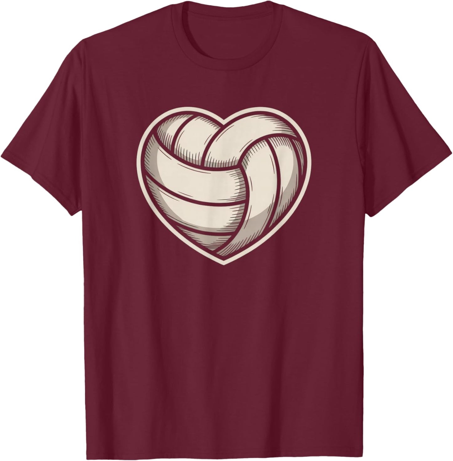 Volleyball red Heart Sports Fan Vball Player Valentine's Day T-Shirt - T-Shirt | Maroon