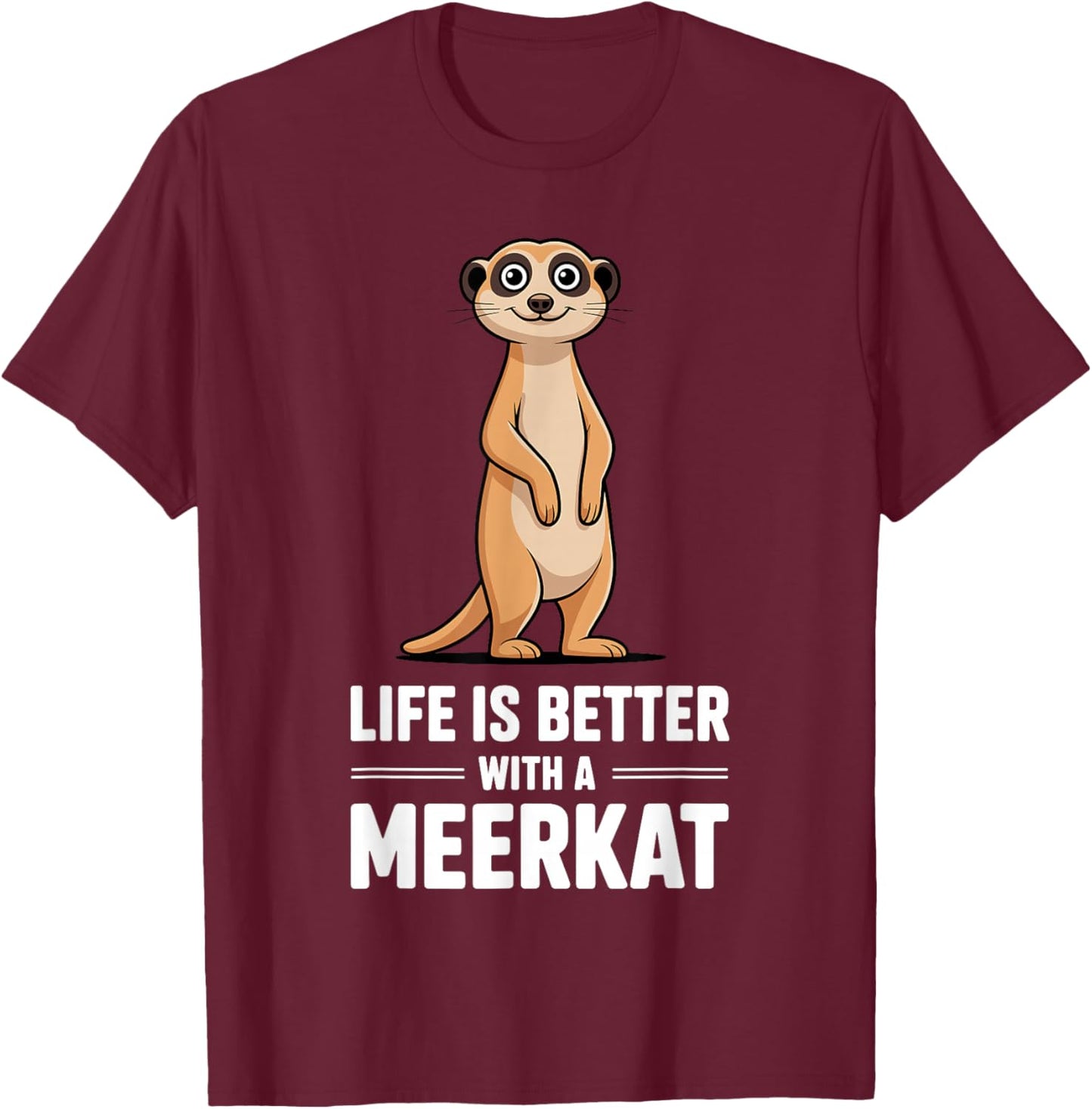 Meerkat Art Women Kids Zoo Safari Animal Meerkat T-Shirt - T-Shirt | Maroon