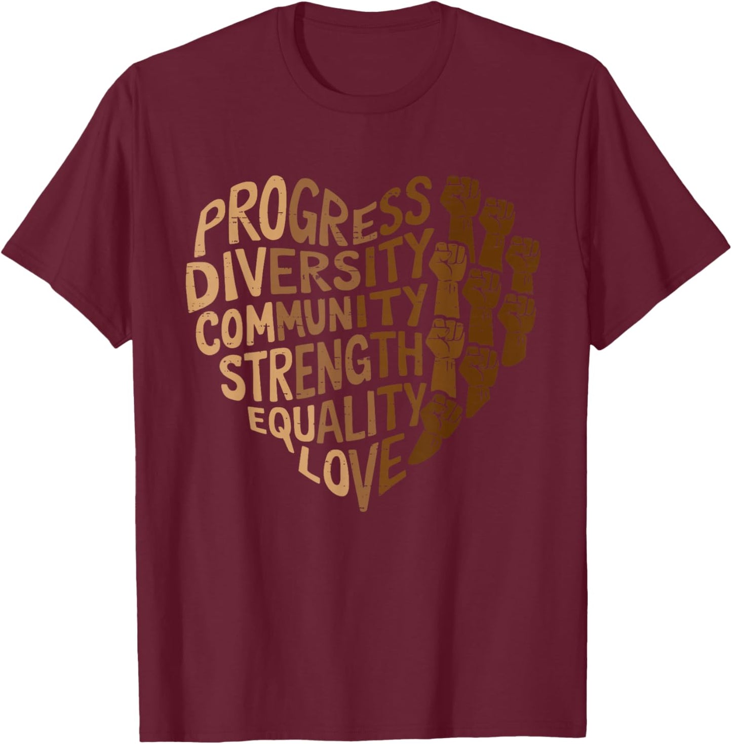 Progress Diversity Equity Black History Melanin Girls T-Shirt - T-Shirt | Maroon