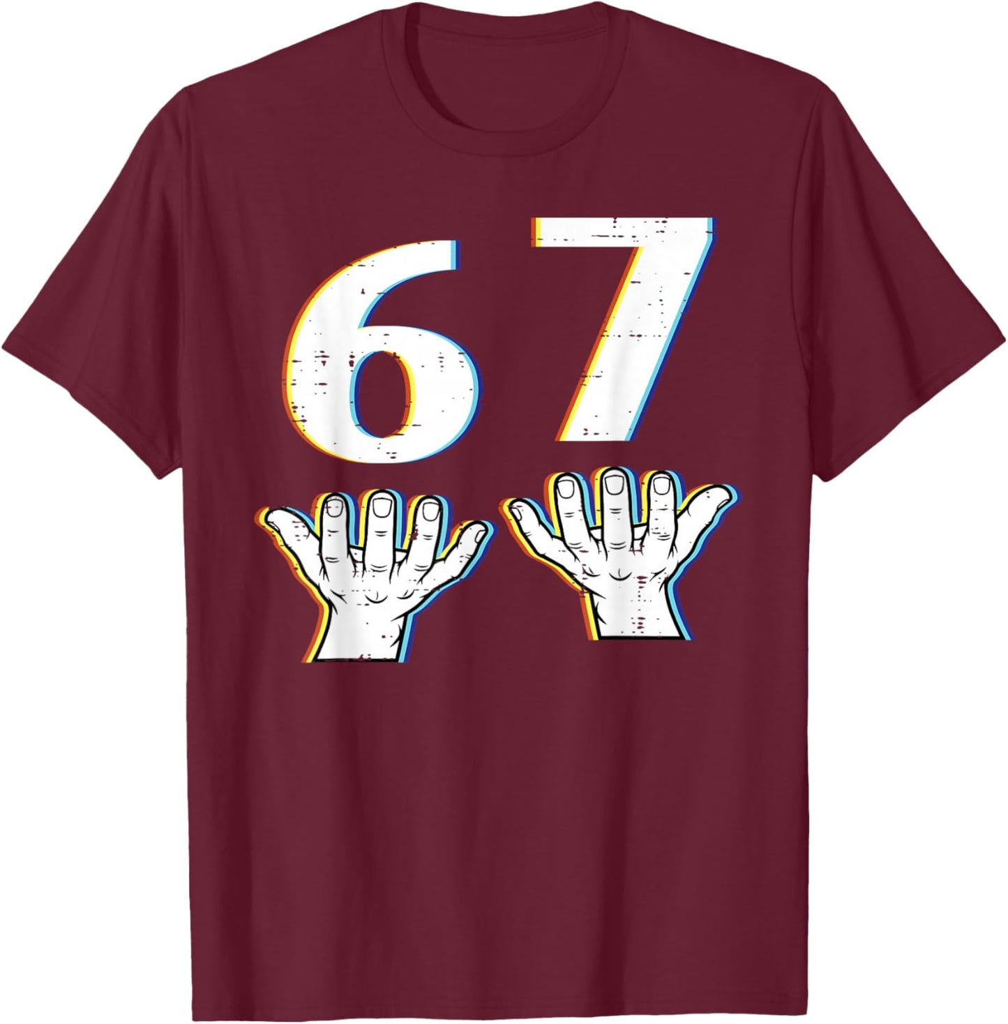 6 7 Meme Funny 67 Six Seven Gen Alpha Slang Kids Boys Youth T-Shirt - T-Shirt | Maroon