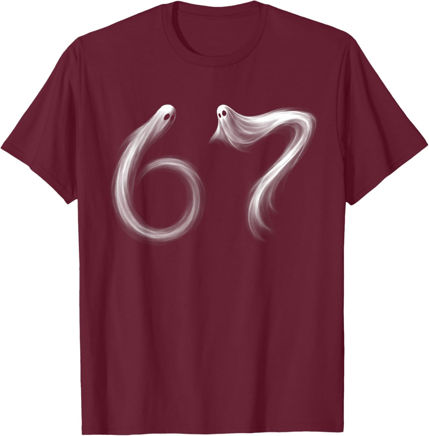 Funny Six Seven 6 7 Meme 67 Design Ghost Halloween Costume T-Shirt - T-Shirt | Maroon