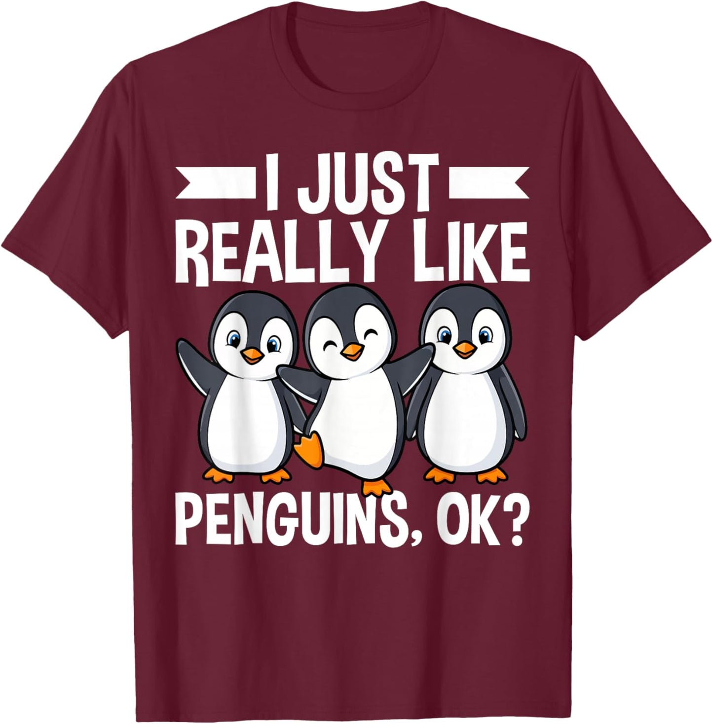 Funny Penguin Shirt Men Wildlife Polar Animal Penguin Lover T-Shirt - T-Shirt | Maroon