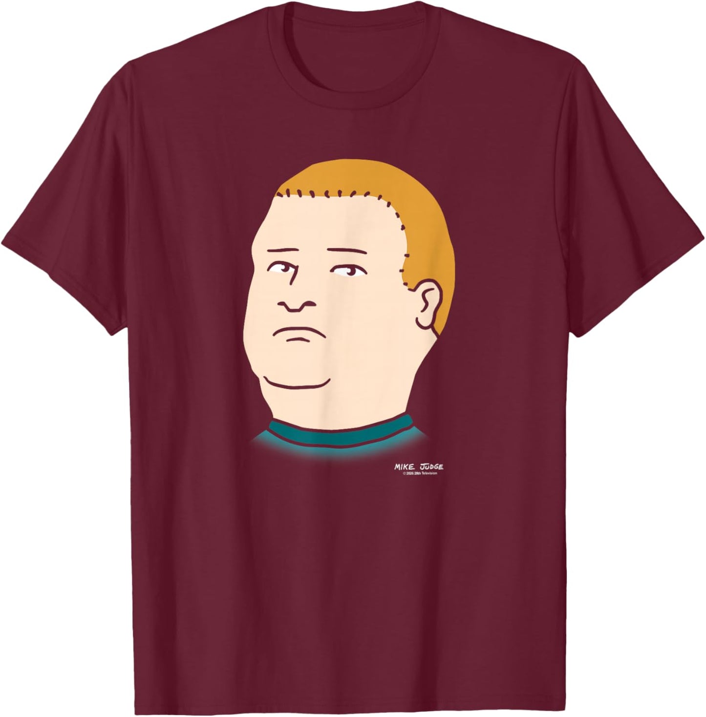 King of The Hill Bobby Hill Oversized Portrait Retro Cartoon T-Shirt - T-Shirt | Maroon