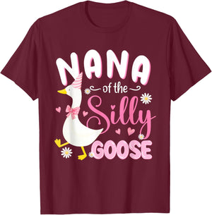 Silly Nana Goose Nana 1st Birthday Family Matching Party T-Shirt - T-Shirt | Maroon