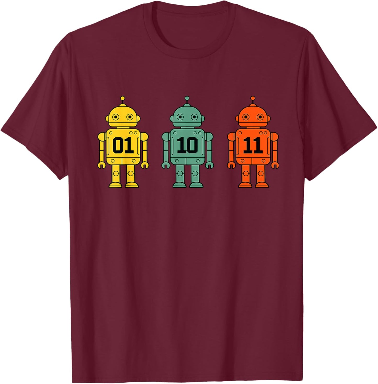 01 10 11 Robot T-Shirt - T-Shirt | Maroon