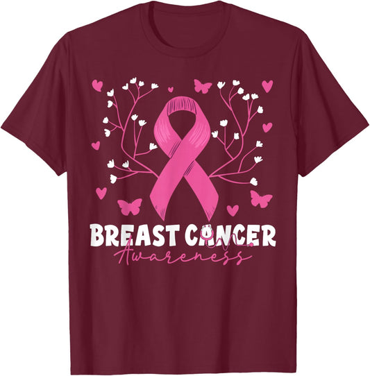 Breast Cancer Awareness Pink Stethoscope Nurse Medical Women T-Shirt - T-Shirt | Maroon
