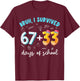 Bruh I Survived 67 33 Days of School 100 Days Teachers Kids T-Shirt - T-Shirt | Maroon