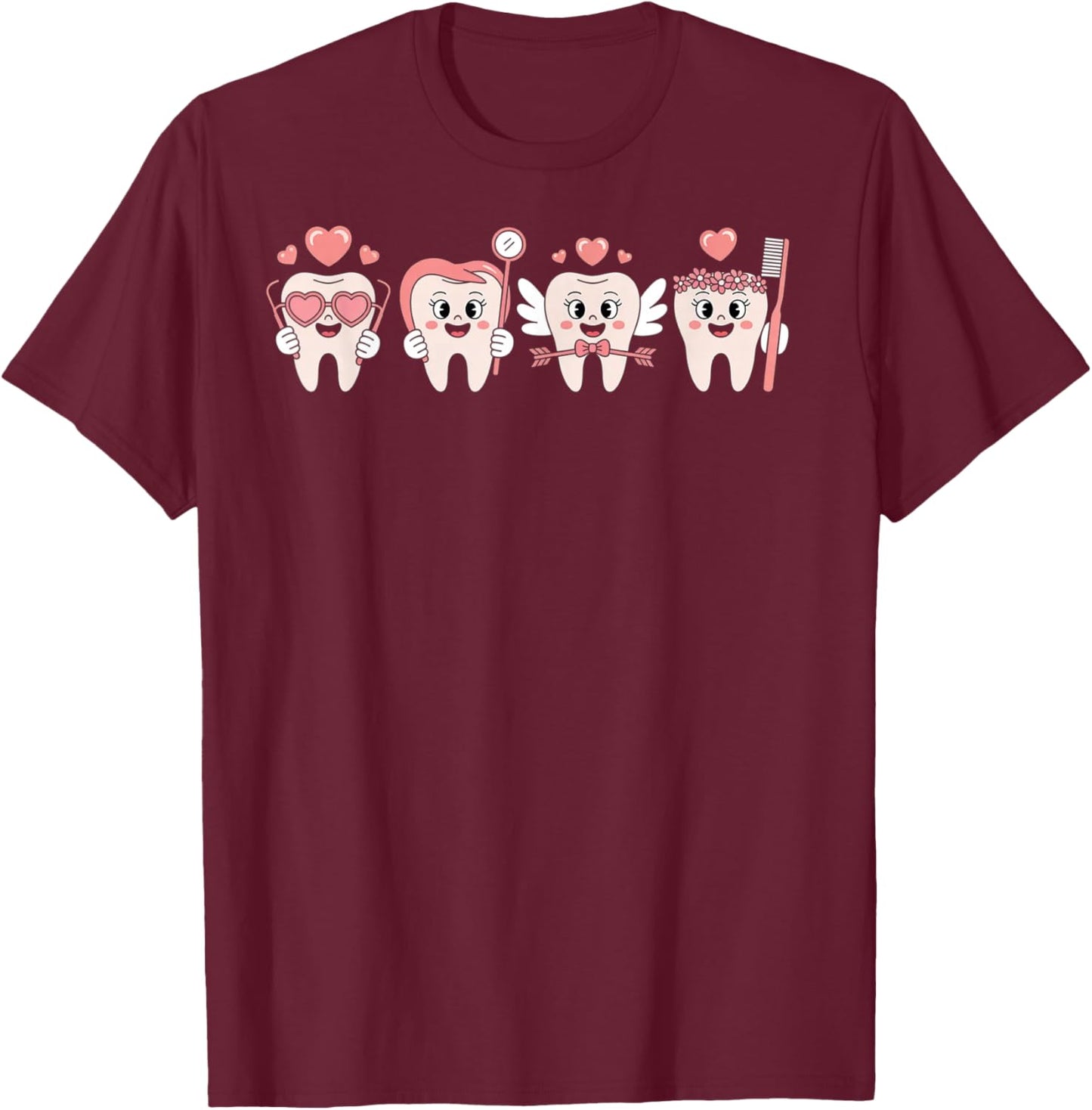 Valentines Day Dentist Tooth Funny Dental Women T-Shirt - T-Shirt | Maroon