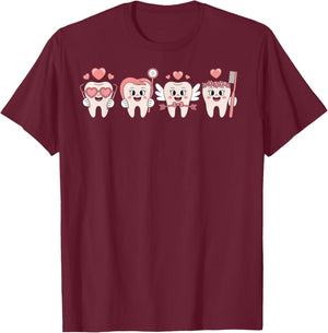 Valentines Day Dentist Tooth Funny Dental Women T-Shirt - T-Shirt | Maroon