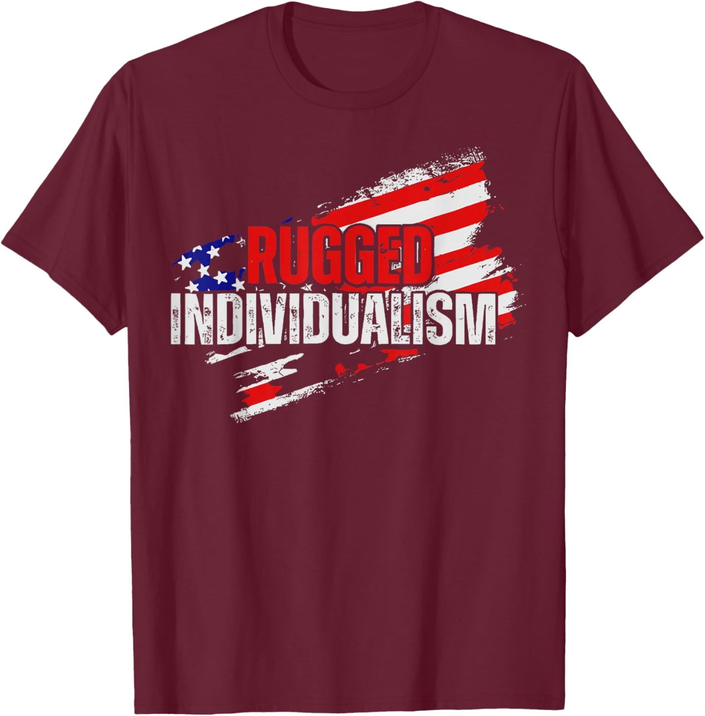 Rugged Individualism USA Flag T-Shirt - T-Shirt | Maroon