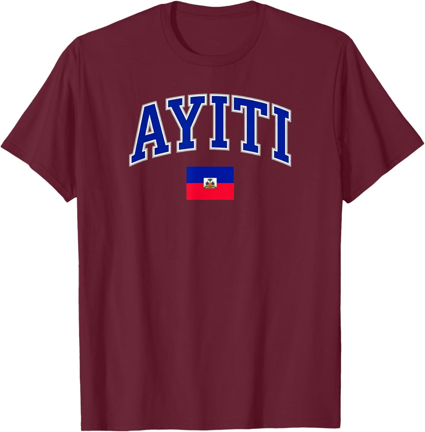 Haiti Ayiti Flag Design T-Shirt - T-Shirt | Maroon