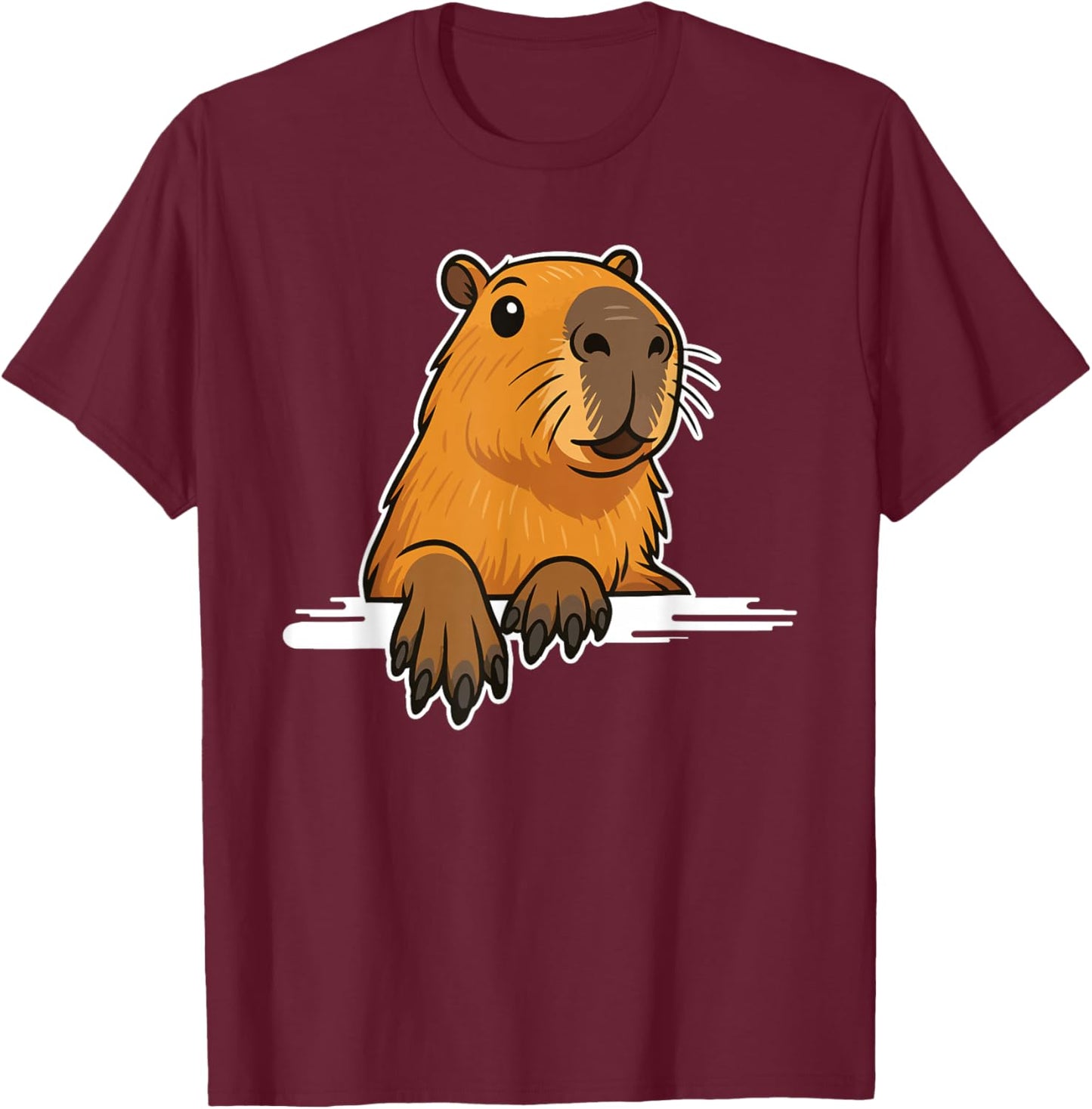 Capybara Cute Paws Men Women Kids Funny Capybara T-Shirt - T-Shirt | Maroon