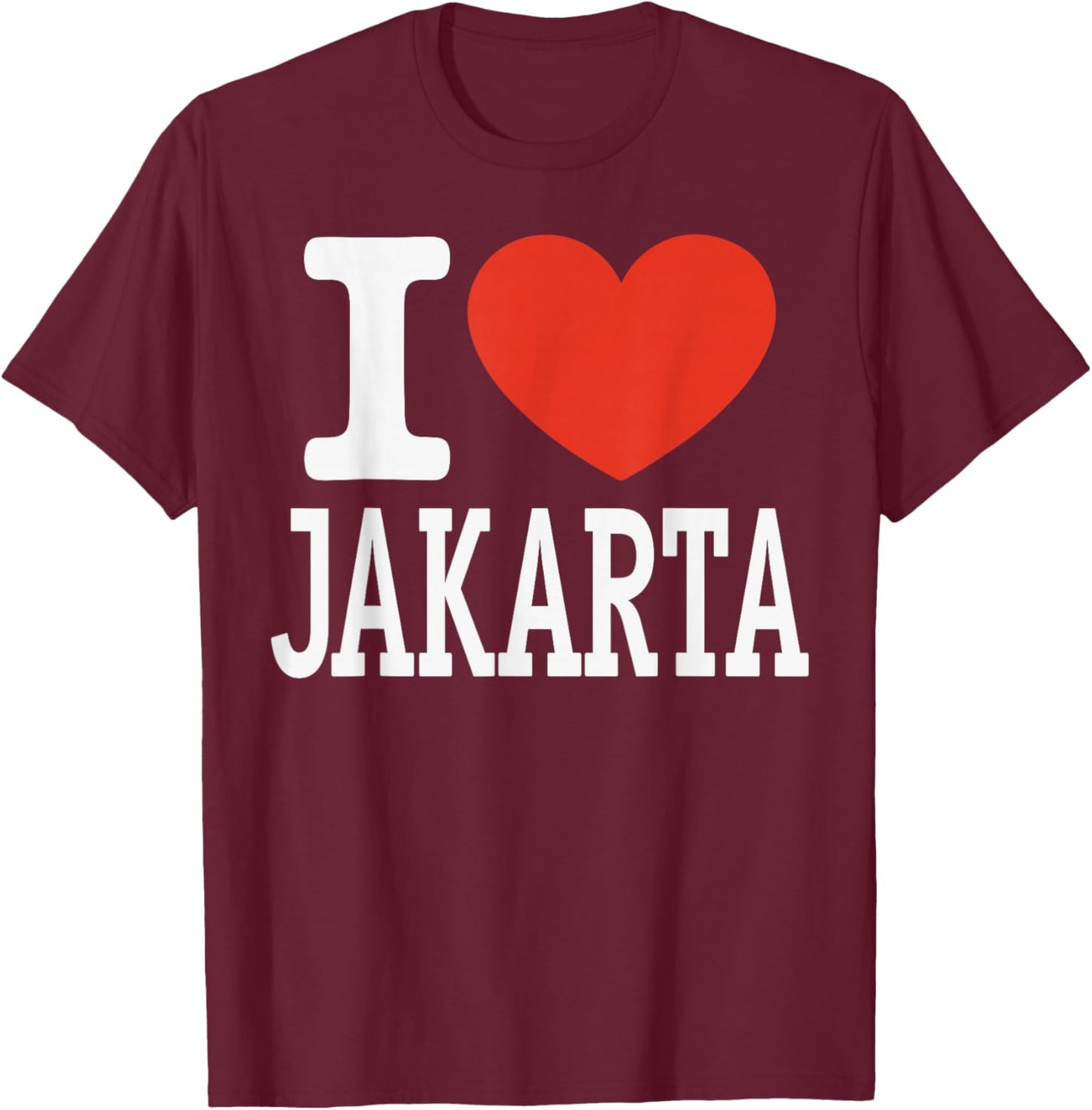 I Love Jakarta City Heart Graphic Souvenir Travel T-Shirt - T-Shirt | Maroon