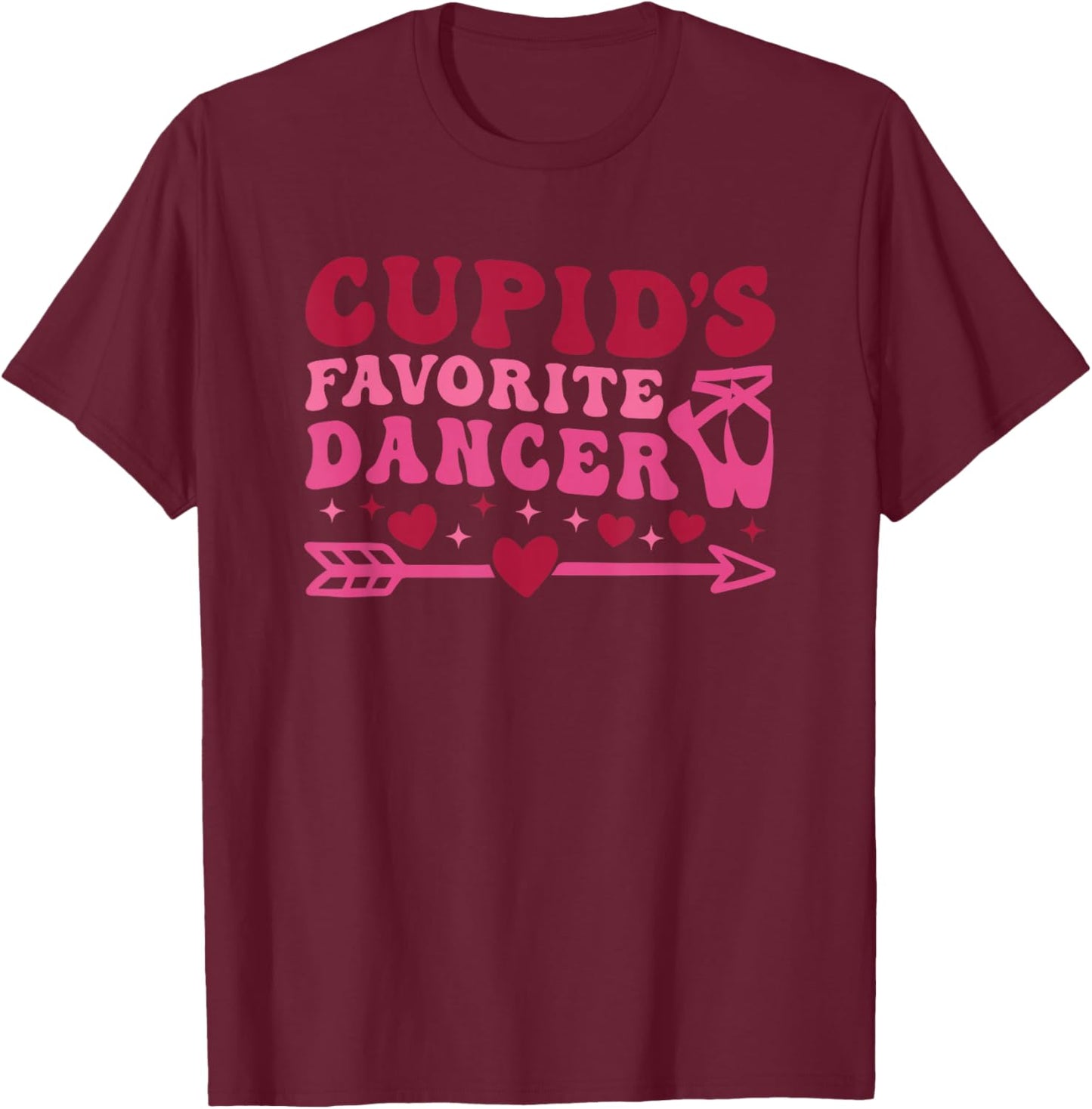 Dancer Valentine's Day Dance and Ballet Cute Hearts T-Shirt - T-Shirt | Maroon