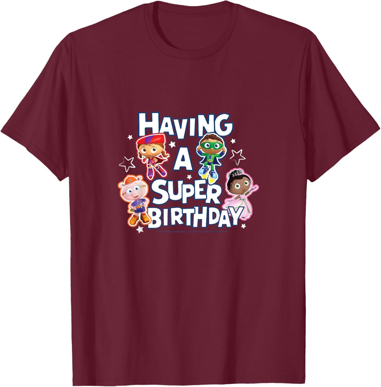 Kids Super Why - Having a Super Birthday T-Shirt - T-Shirt | Maroon