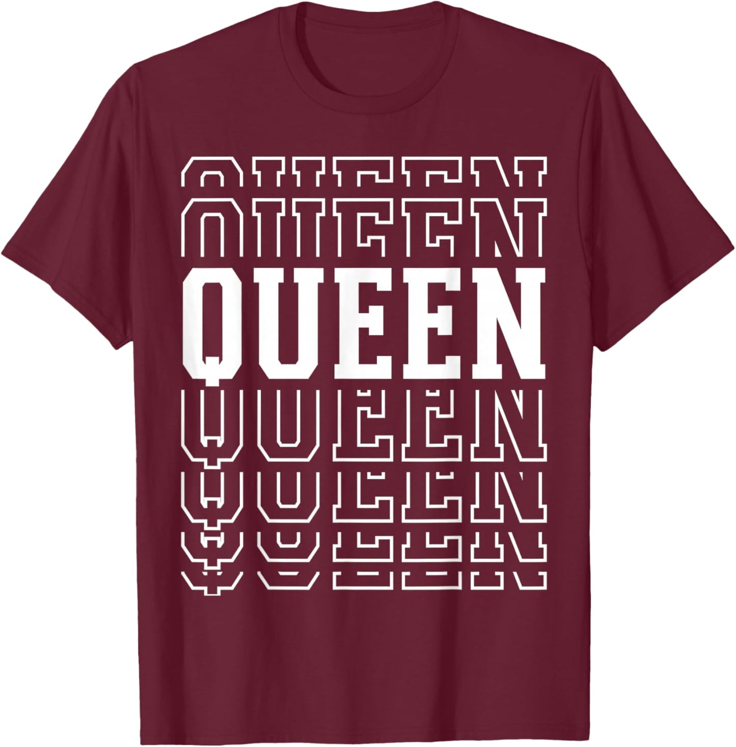 Queen Layered Text Costume Royalty Party T-Shirt - T-Shirt | Maroon