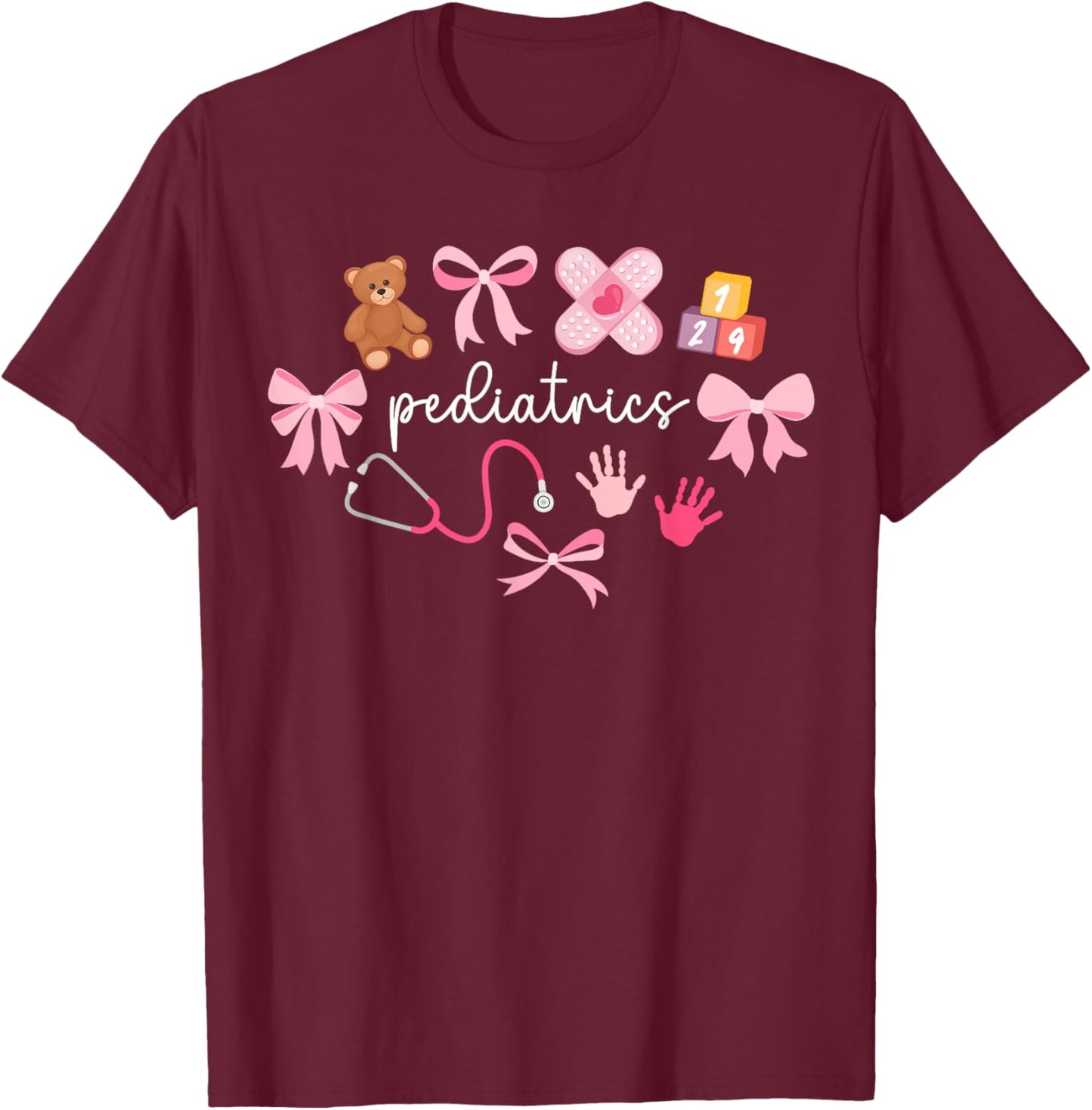 Pediatrics Coquette Pediatric Nurse Peds Nurse T-Shirt - T-Shirt | Maroon
