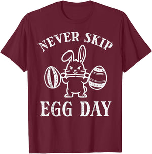 Easter Workout Never Skip Egg Day Funny Bunny Gym Men Women T-Shirt - T-Shirt | Maroon