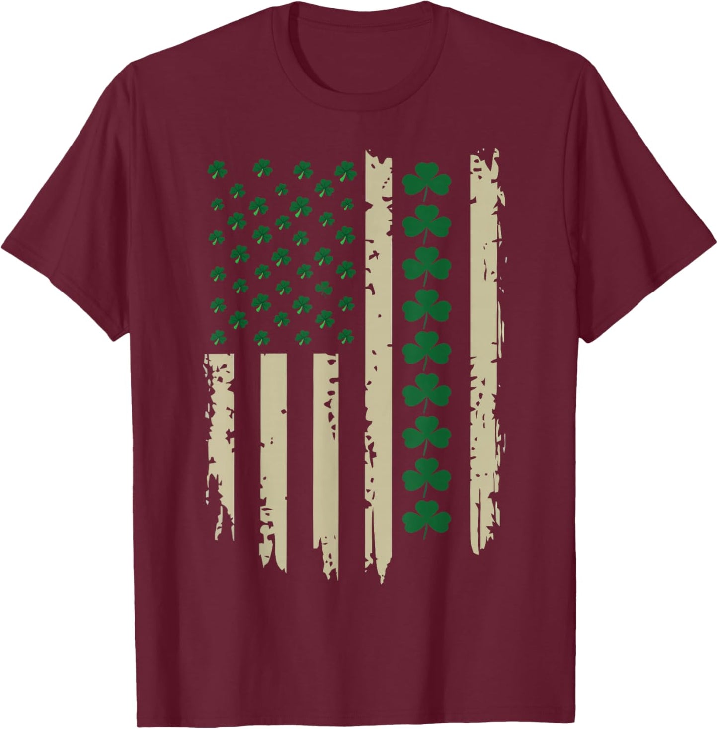 US American Shamrock Flag for St Patricks Day Funny T-Shirt - T-Shirt | Maroon