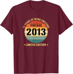 Vintage 2013 13 Years of Being Awesome Limited Edition Kids T-Shirt - T-Shirt | Maroon
