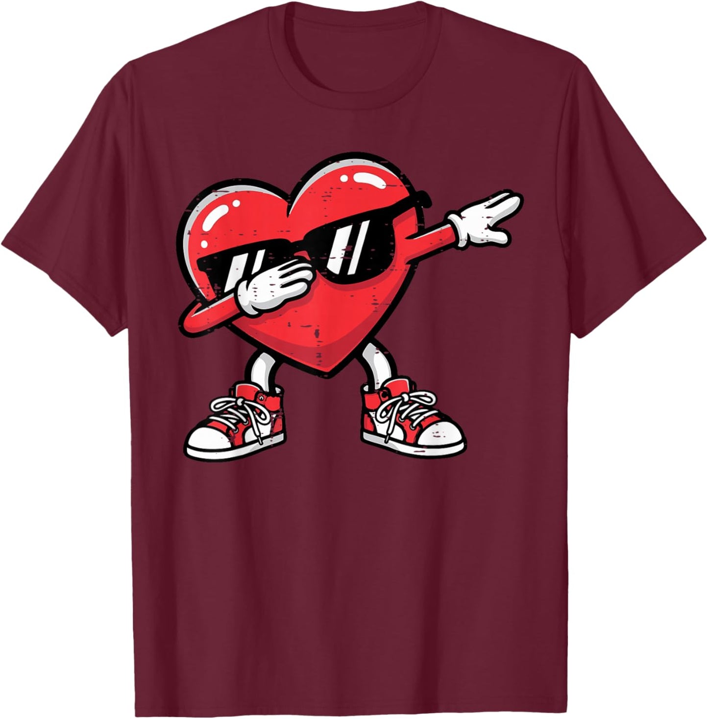 Valentines Day Dabbing Heart Dab Dance Girls Kids Women Men T-Shirt - T-Shirt | Maroon