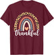 Thankful Thanksgiving Rainbow Leopard Women Girls T-Shirt - T-Shirt | Maroon