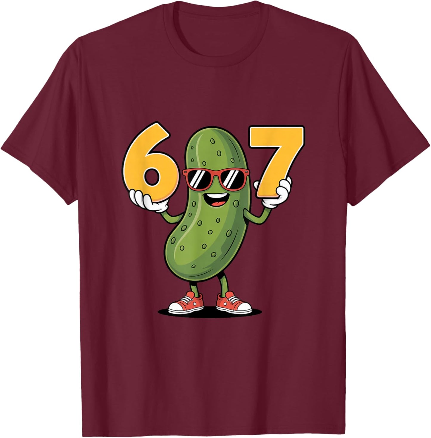 67 Meme Funny Pickle 6 7 Six Seven 6-7 T-Shirt - T-Shirt | Maroon