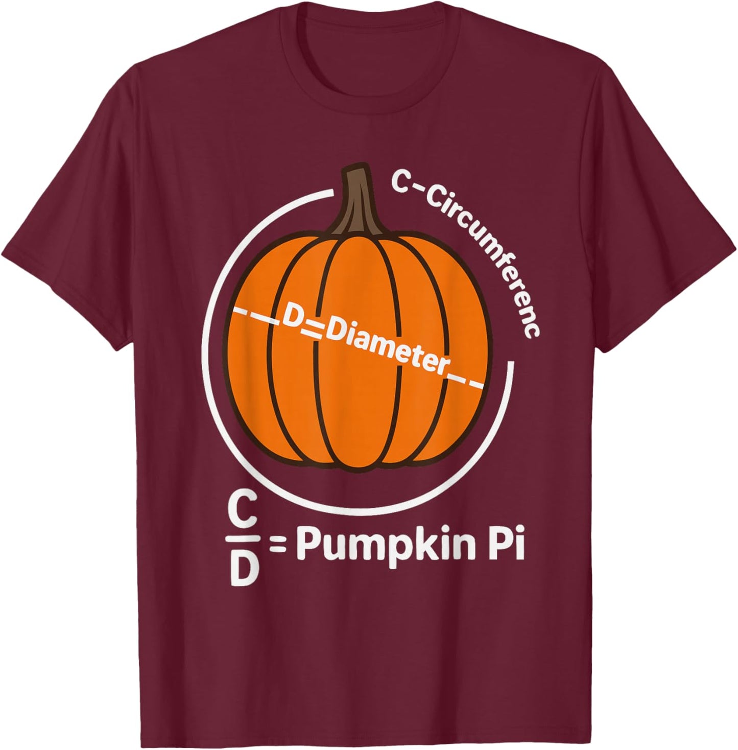 Funny Pumpkin Pi Math Joke Nerdy Halloween Design T-Shirt - T-Shirt | Maroon