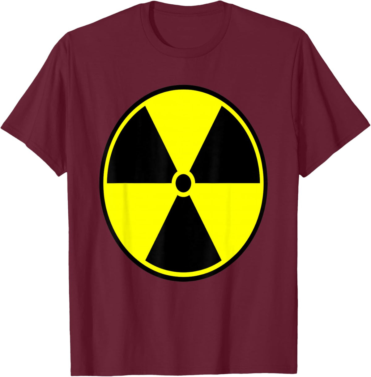 Funny Radiation Warning Caution Symbol Bold Statement T-Shirt - T-Shirt | Maroon