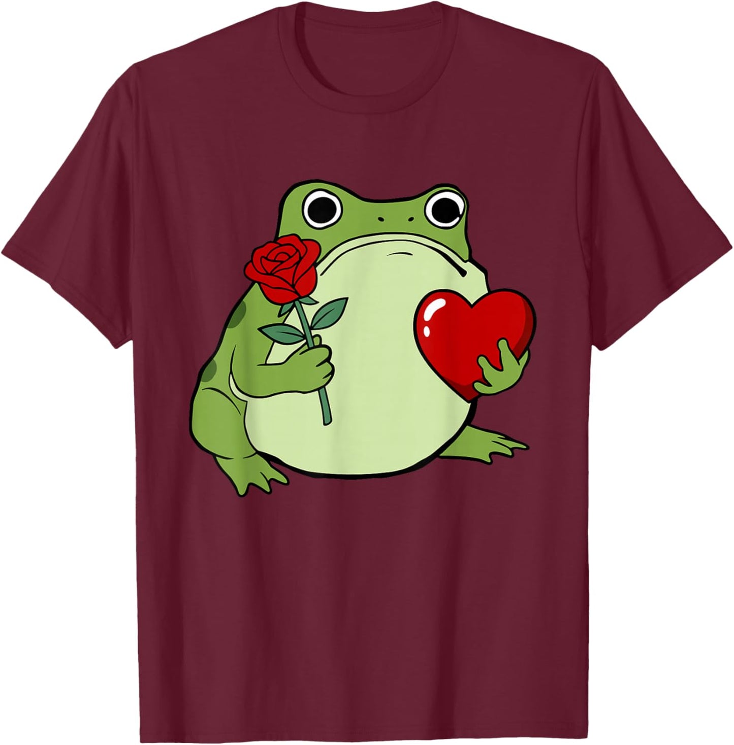 Grumpy Frog Japanese Valentines Graphic Women Youth T-Shirt - T-Shirt | Maroon