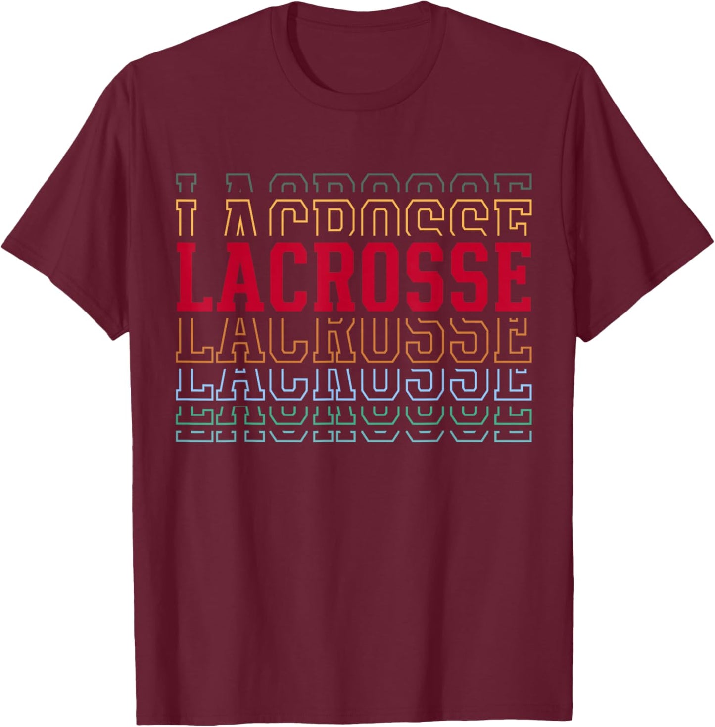 Lacrosse Funny Layered Text Team Player Coach Youth T-Shirt - T-Shirt | Maroon