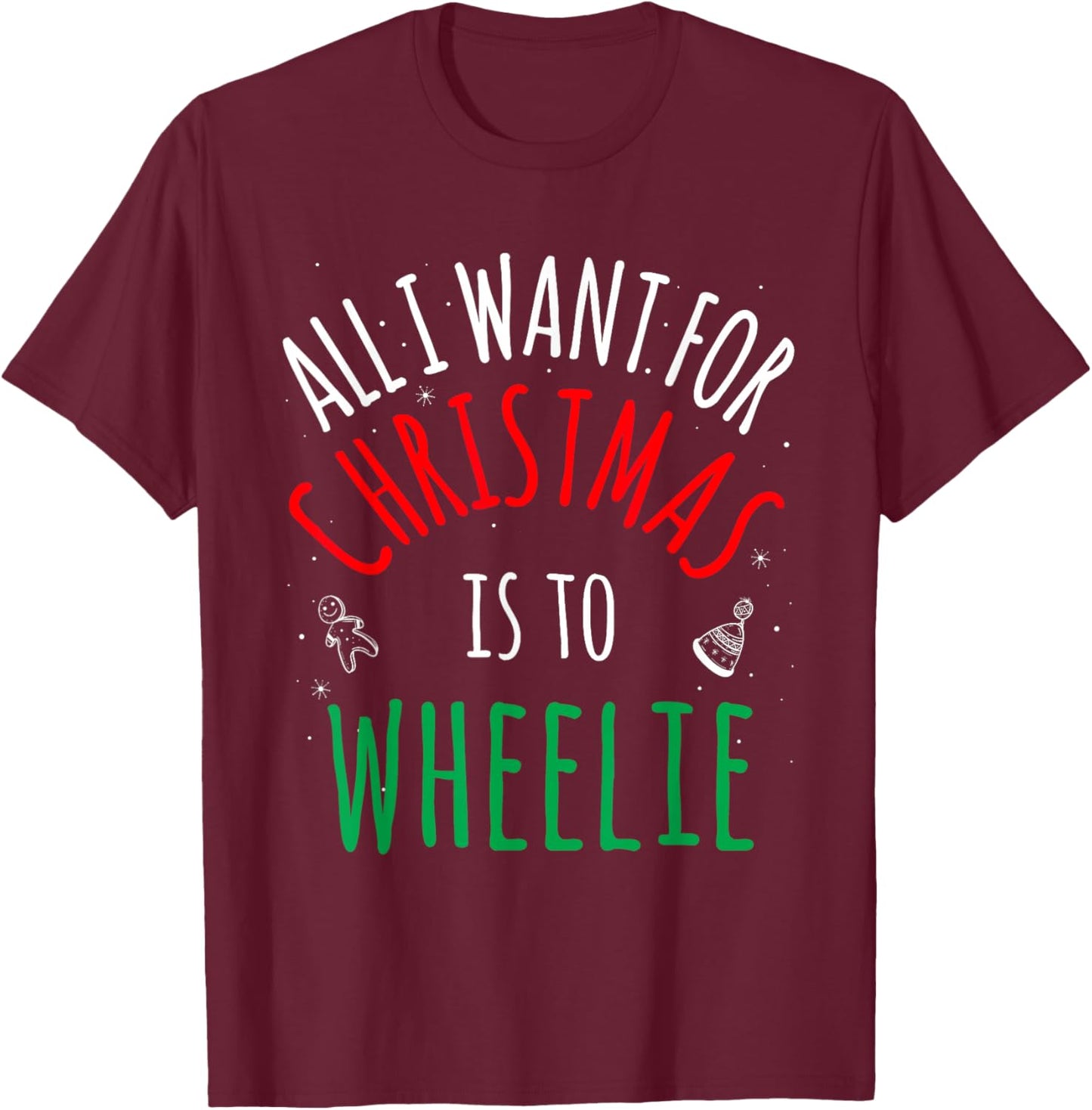 Wheelie Bike - Group Matching Family Christmas Funny Pajama T-Shirt - T-Shirt | Maroon