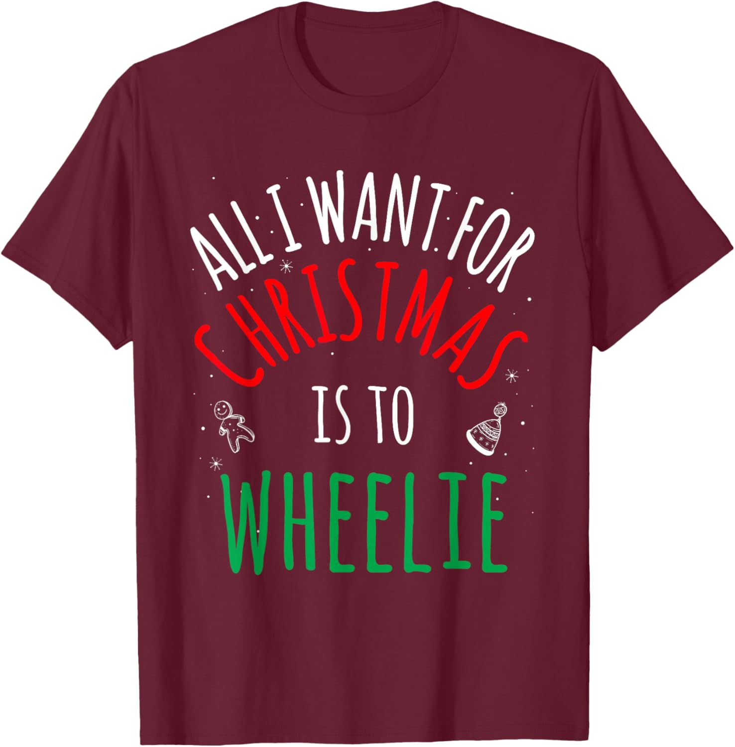 Wheelie Bike - Group Matching Family Christmas Funny Pajama T-Shirt - T-Shirt | Maroon