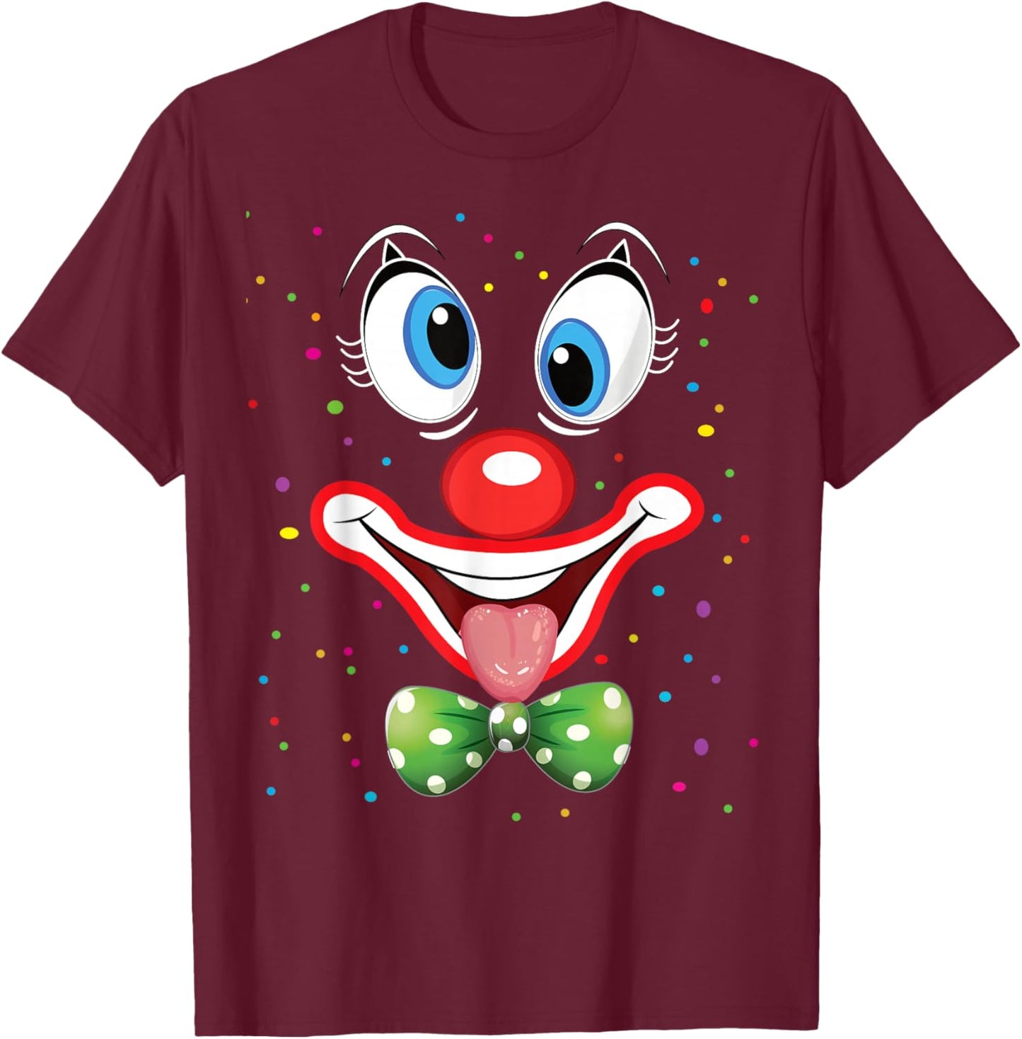 Carnival Clown Face Circus Costume Kids Men Women Carnivals T-Shirt - T-Shirt | Maroon