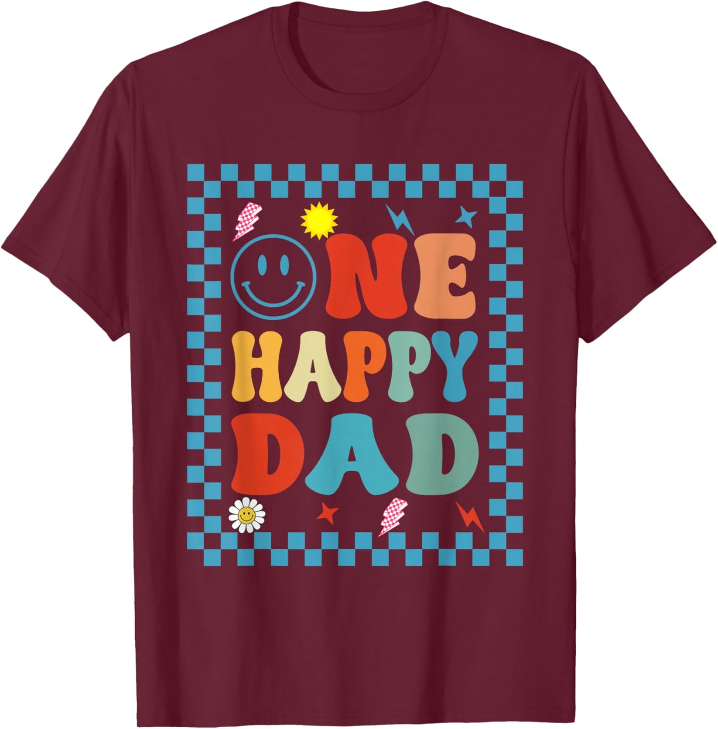 One Happy Dude Dad 1st Birthday Family Matching T-Shirt - T-Shirt | Maroon