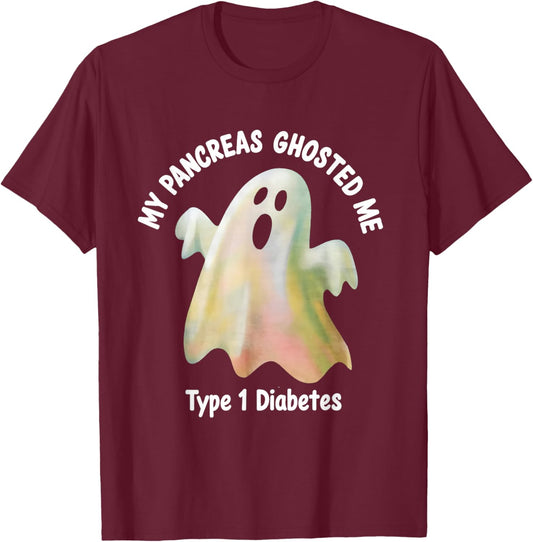 Halloween My Pancreas Ghosted Me Diabetes Boys & Girls T-Shirt - T-Shirt | Maroon
