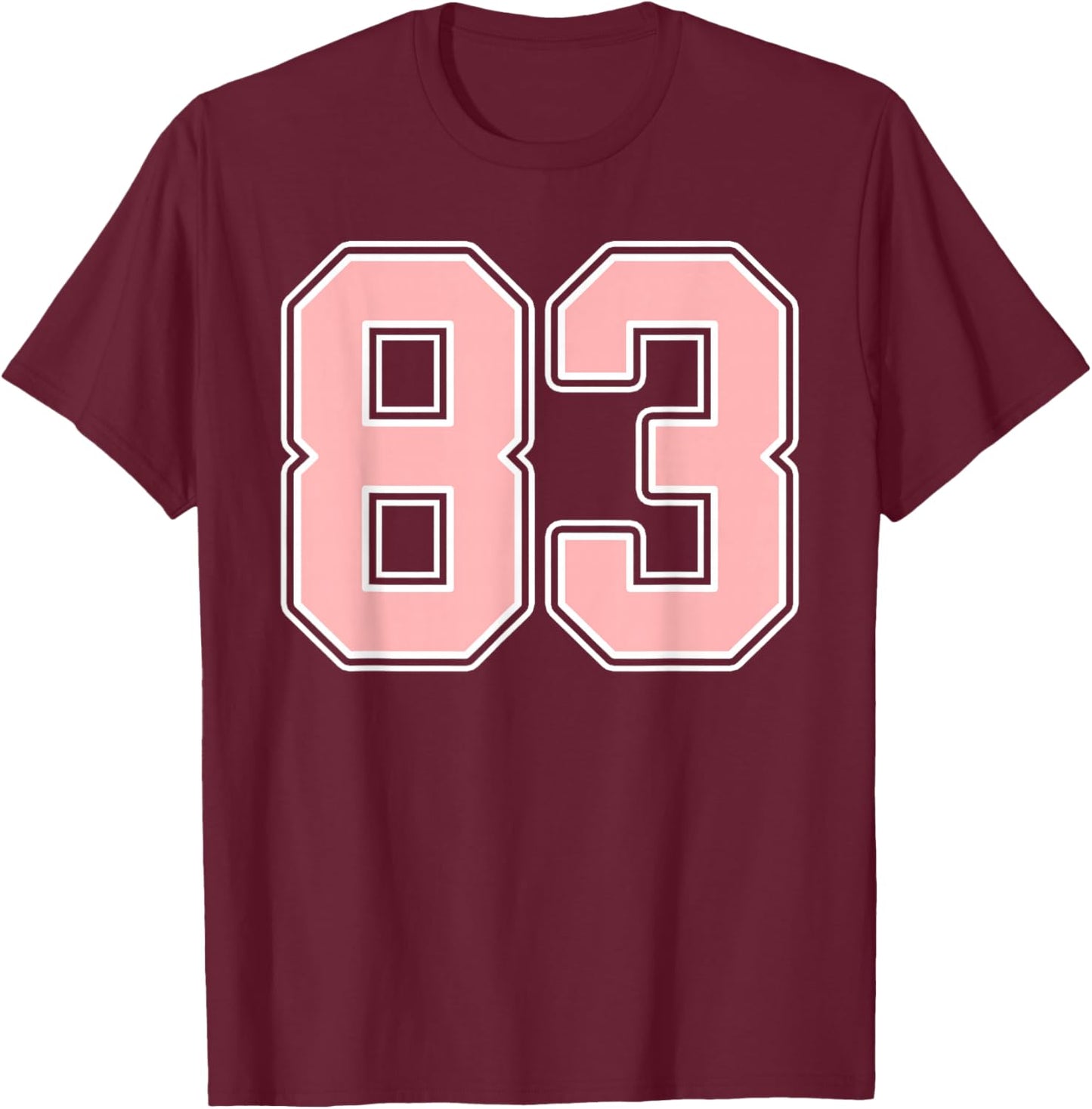 Cute Pink and White Number 83 Jersey Player Uniform #83 Fan T-Shirt - T-Shirt | Maroon