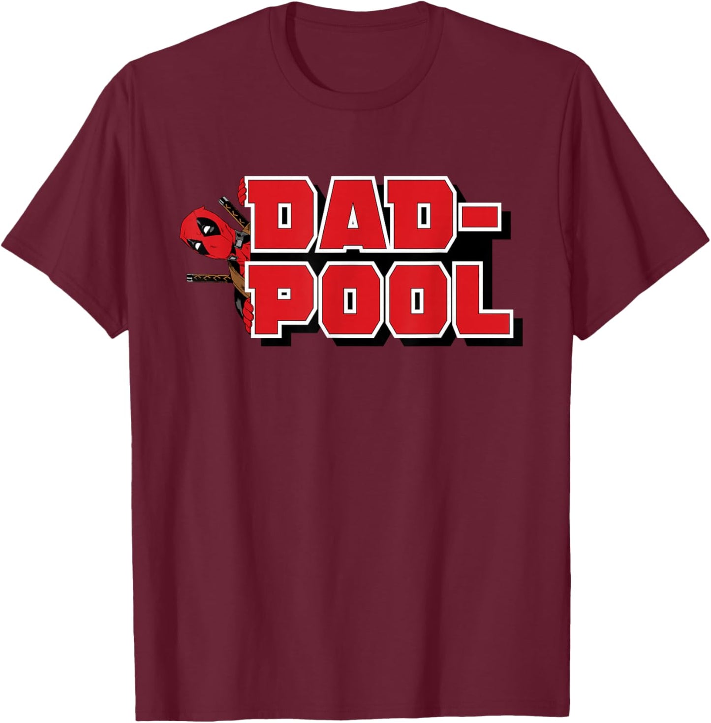 Marvel Deadpool Dad-Pool Logo Funny Dad T-Shirt - T-Shirt | Maroon