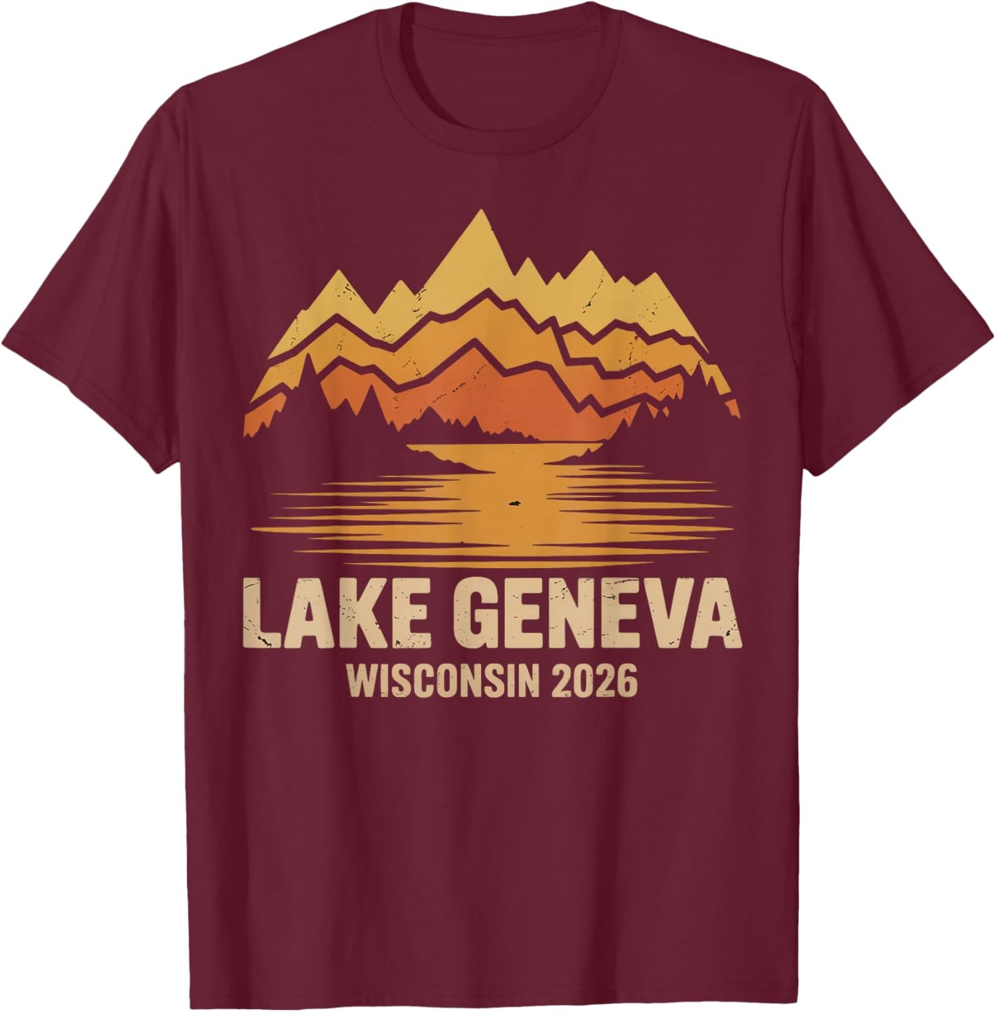 Lake Geneva Lake Life 2026 Wisconsin T-Shirt - T-Shirt | Maroon