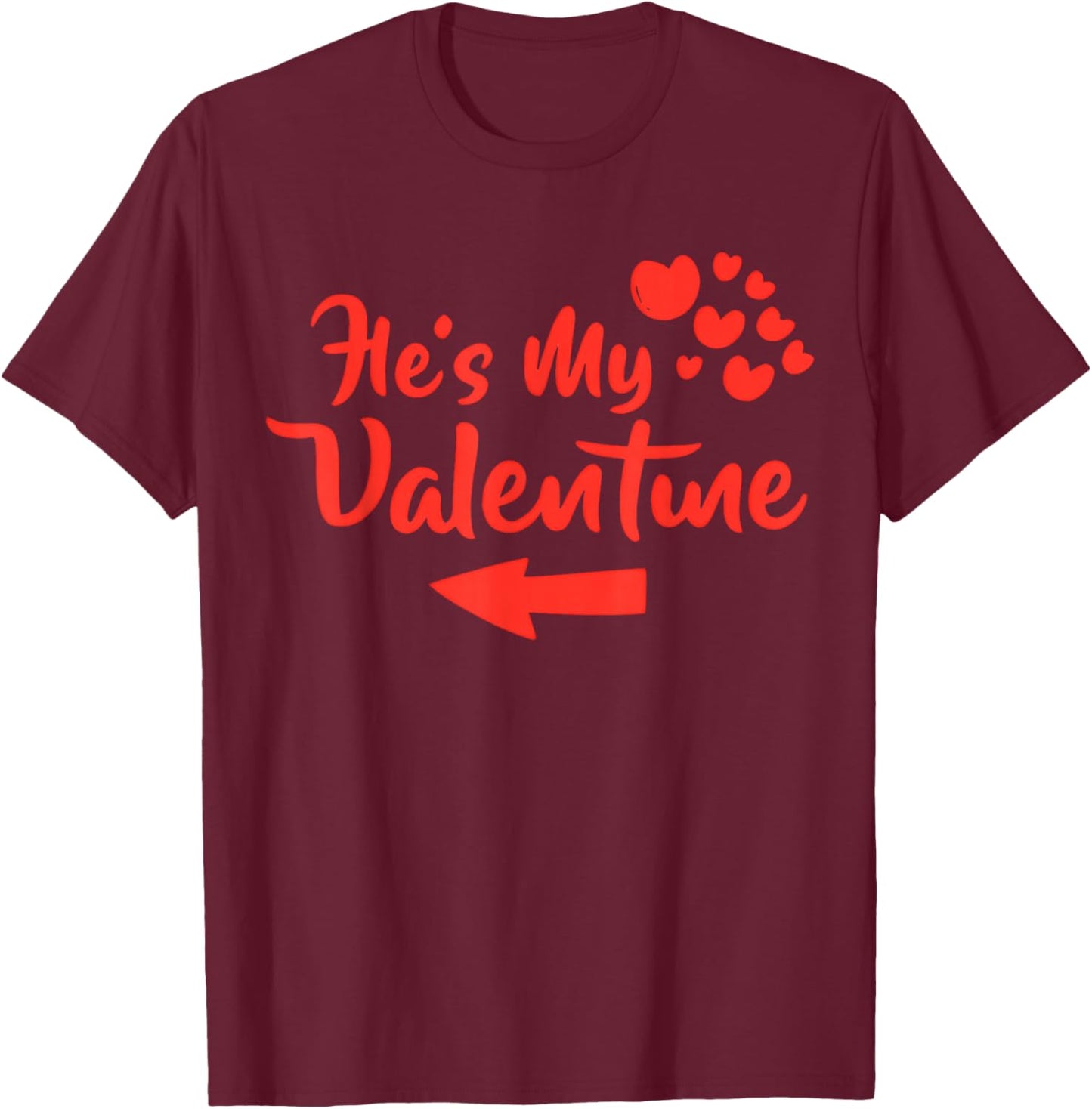She is My Valentine Matching Couples Love Heart T-Shirt - T-Shirt | Maroon