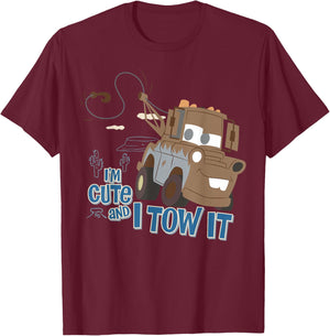 Disney Pixar Cars I'm Cute and I Tow It Mater Tow Truck T-Shirt - T-Shirt | Maroon
