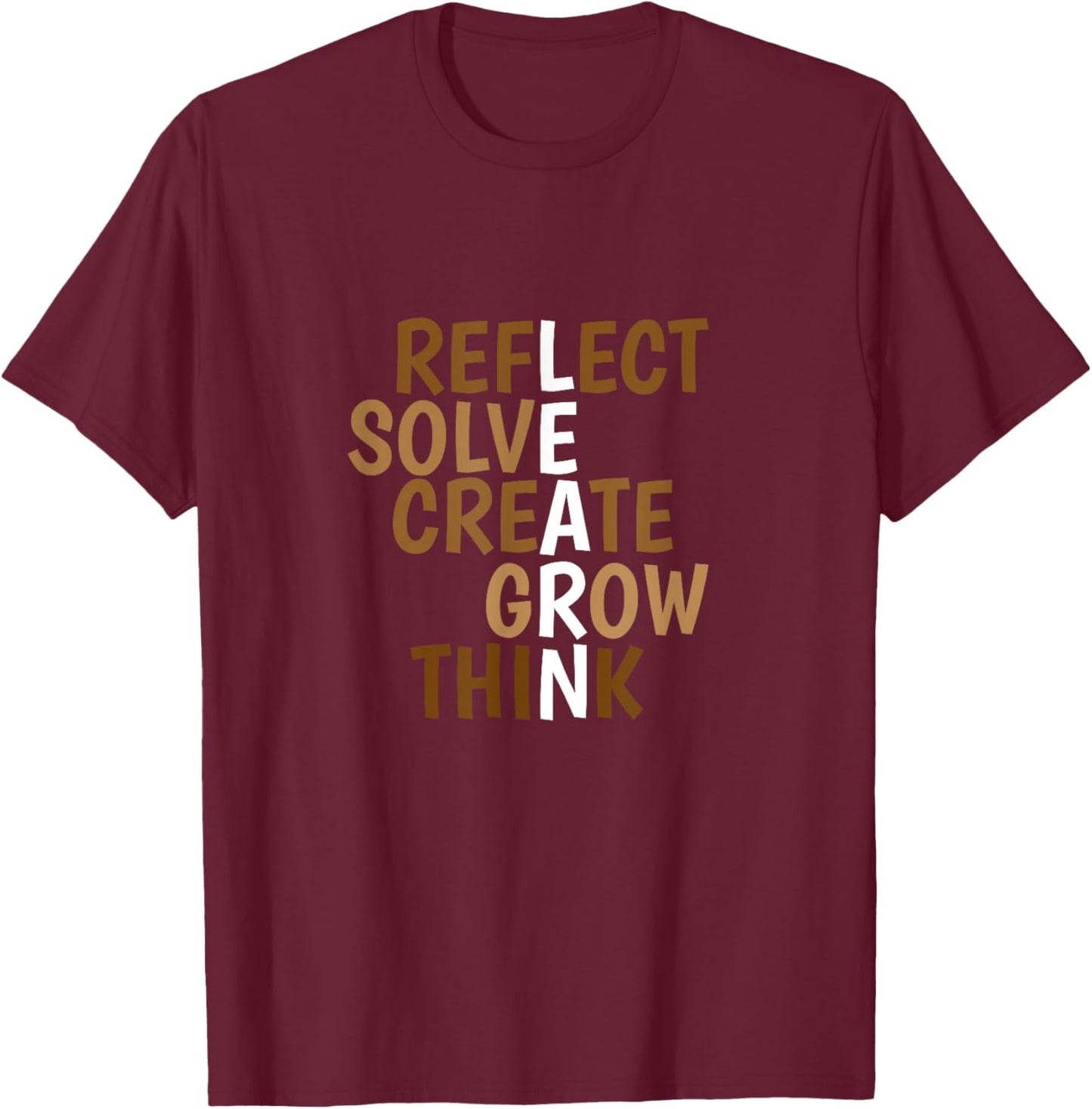 Tan Learn Tan Color Graphic T-Shirt - T-Shirt | Maroon