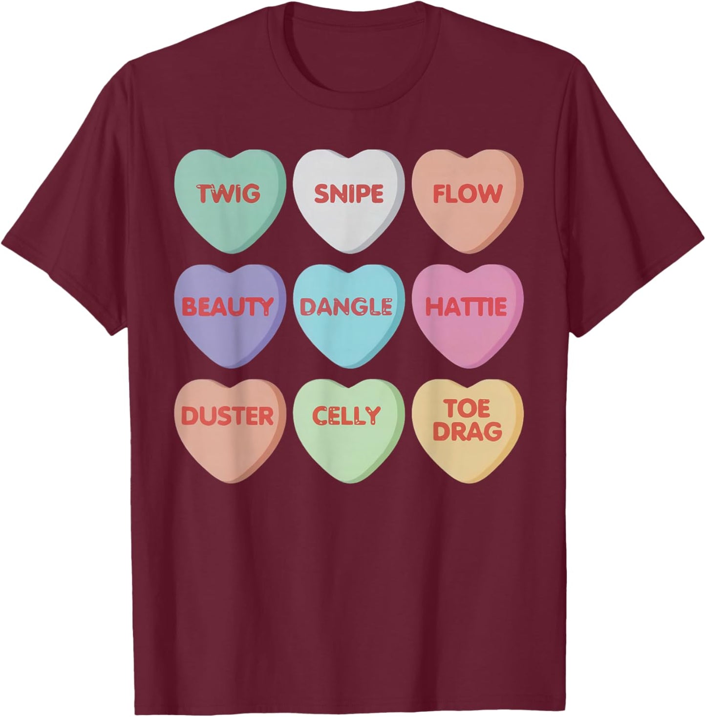 Valentines Day Hockey Conversation Candy Heart Hockey Player T-Shirt - T-Shirt | Maroon