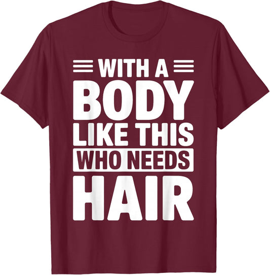 Funny Bald Man Art Boys Bald Dad Bald Guy Bald Head T-Shirt - T-Shirt | Maroon