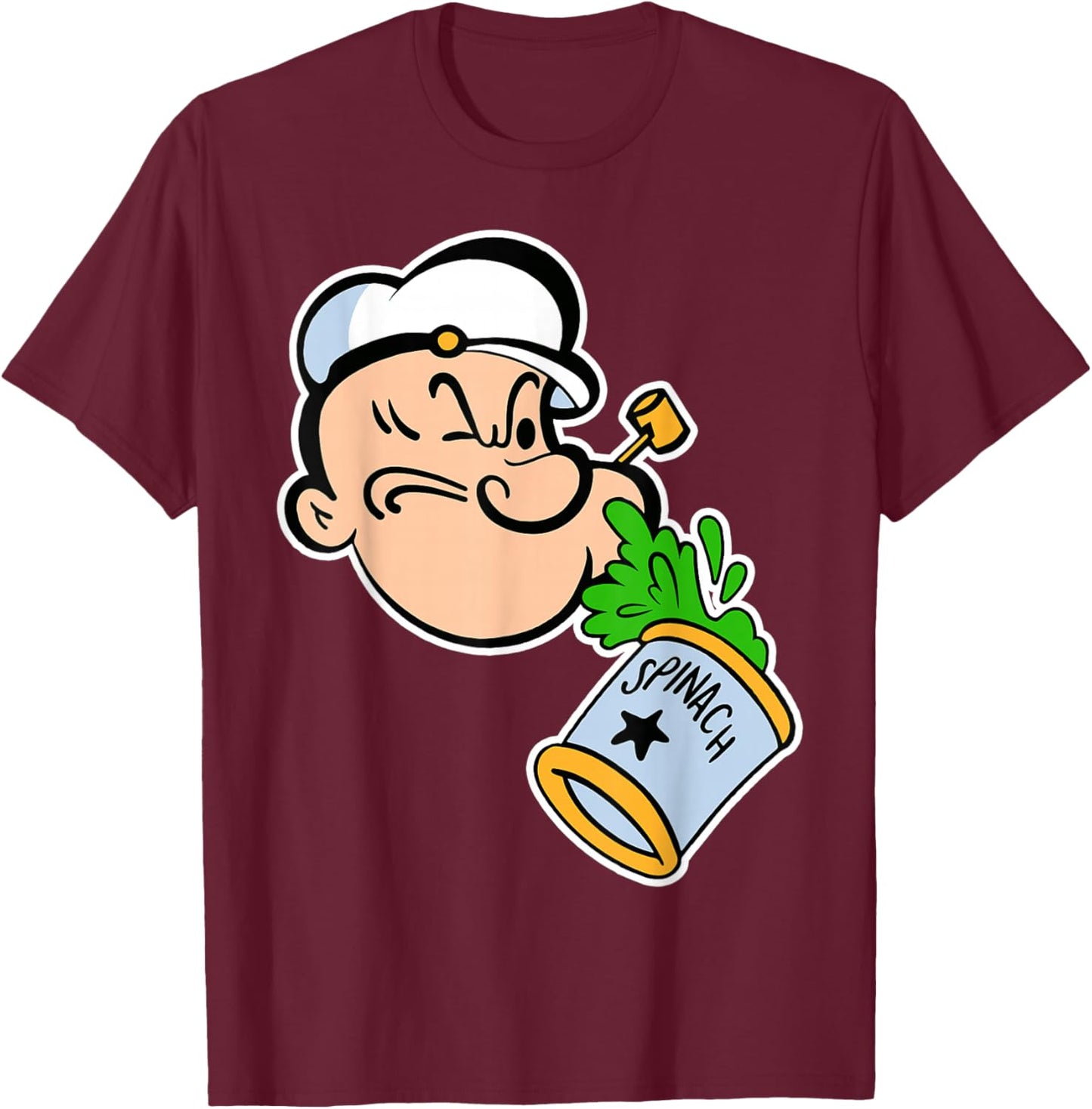 Vintage Pop Eye Spinach Can T-Shirt - T-Shirt | Maroon