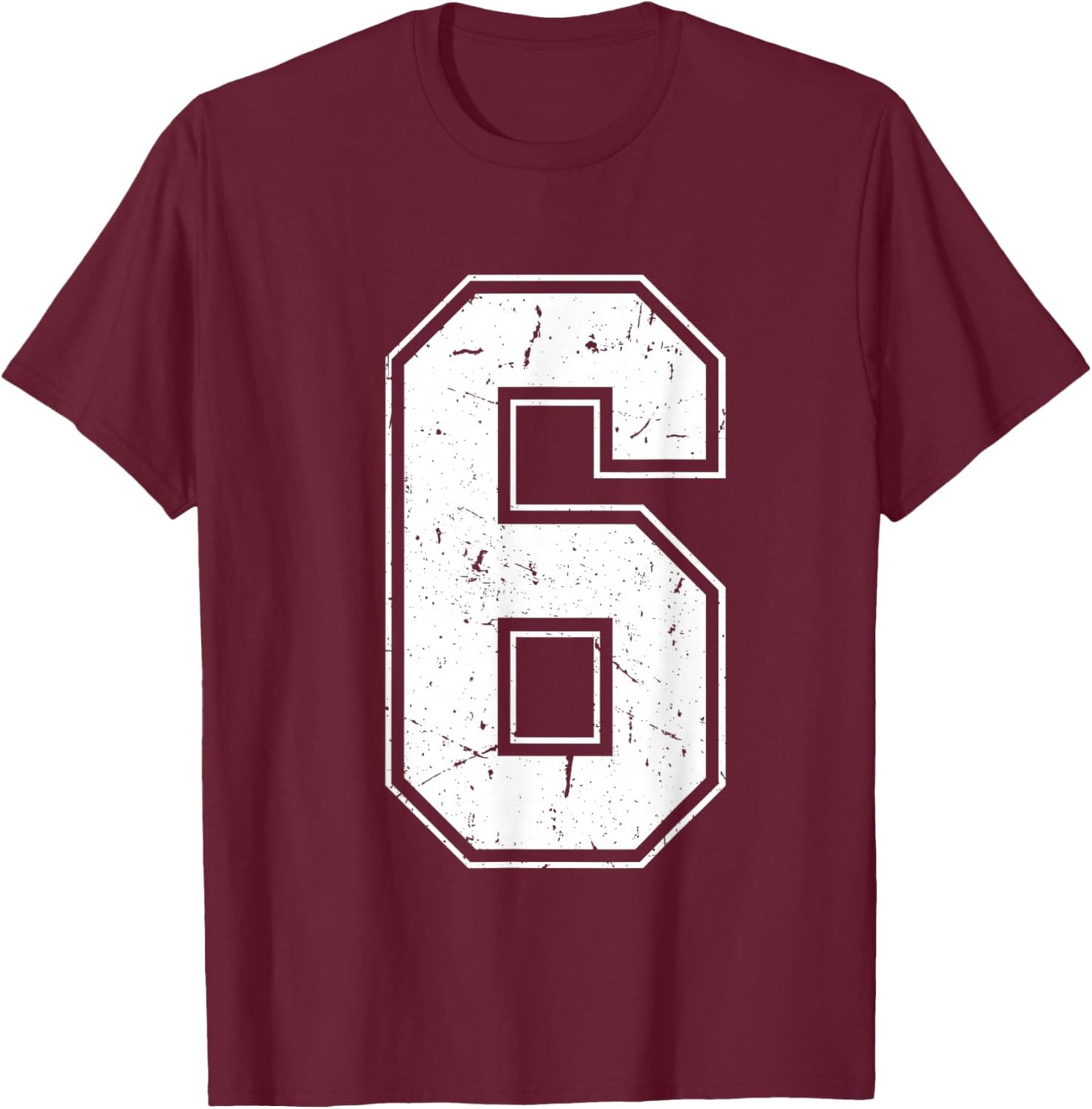 Number 6 Matching Costume 67 Meme Costume Distressed Retro T-Shirt - T-Shirt | Maroon