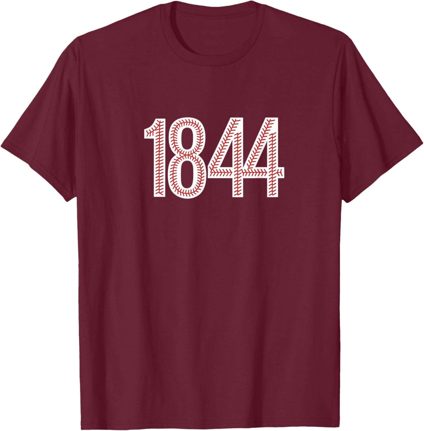 1844 - Baseball Style T-Shirt - T-Shirt | Maroon