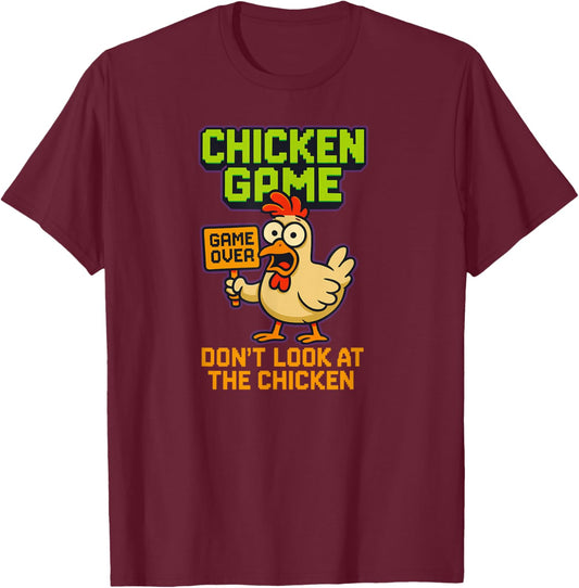 Chicken Game Over Funny Gamer Pixel Retro Arcade T-Shirt - T-Shirt | Maroon