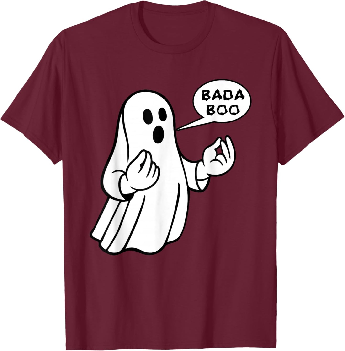 Bada Boo Italian Ghost Funny Halloween T-Shirt - T-Shirt | Maroon