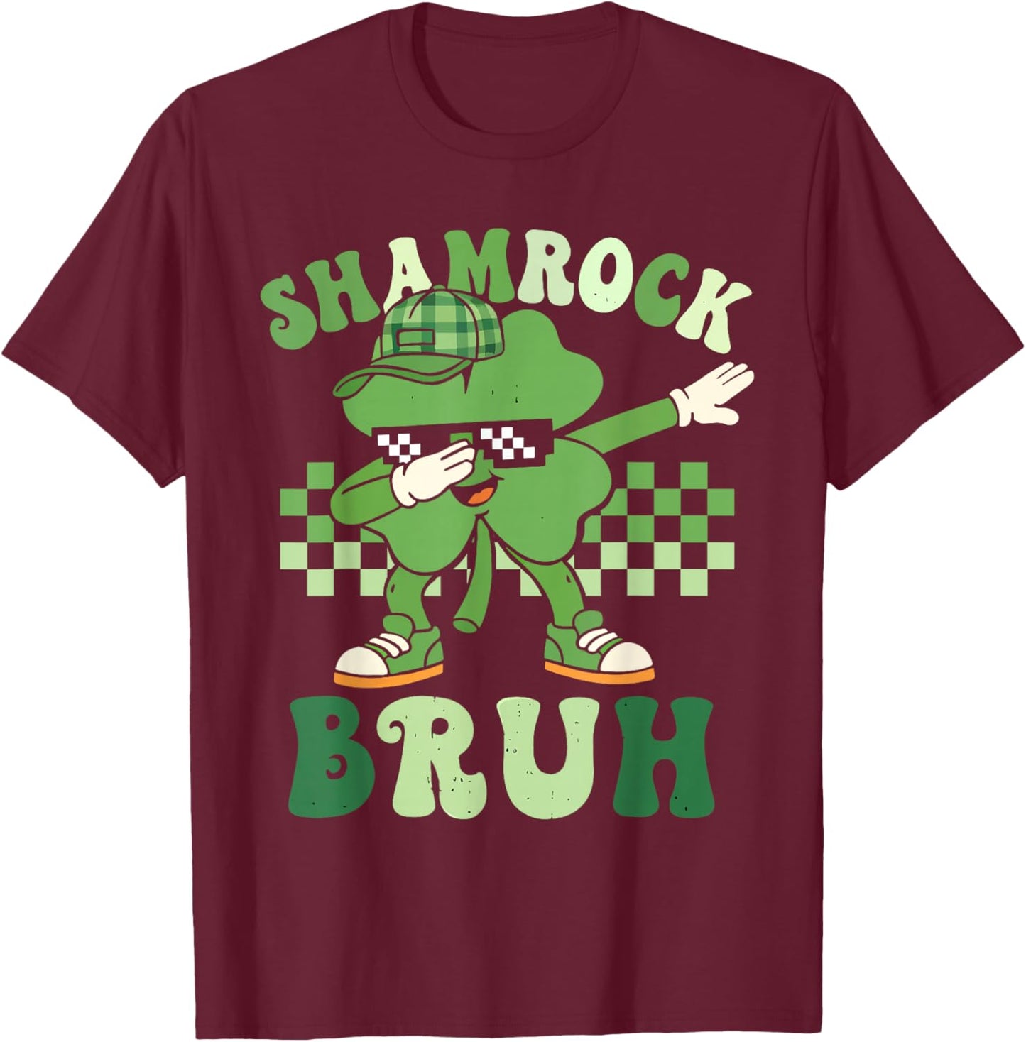 St Patricks Day Shamrock Bruh Dabbing Clover Boys Kids T-Shirt - T-Shirt | Maroon